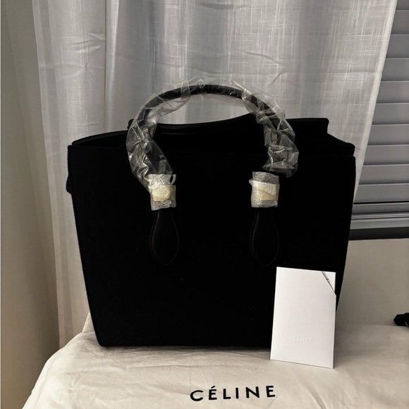 Celine Black and Navy wool and leather Bag - Picture 13 of 14